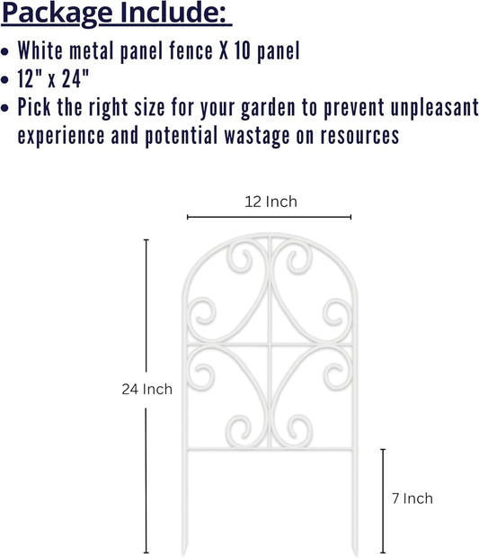 ShopLaLa Garden Fence Border Animal Barrier (10 Panels) 12in(L) x 24in(H) Wire Fence Butterfly Arch Panel Outdoor Decorative Fencing Rustproof Metal for Lawn Landscape, Dog Fences for The Yard No Dig