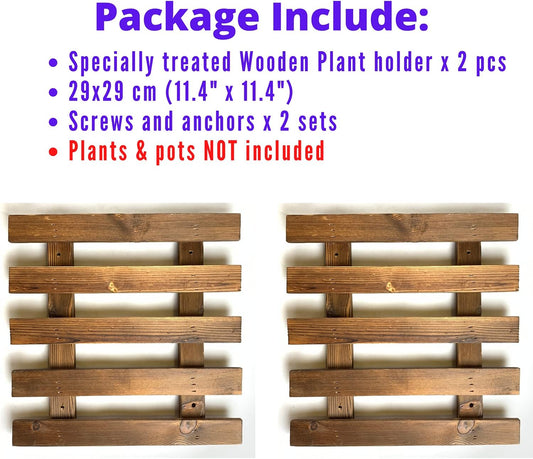 ShopLaLa Wall Planter - 2 Pack Wooden Hanging Succulent Wall Decor, Live Air Plants Orchids Wall Mounted Holder Frame Display for Indoor Outdoor, Living Plant Wall Decor Balcony Garden