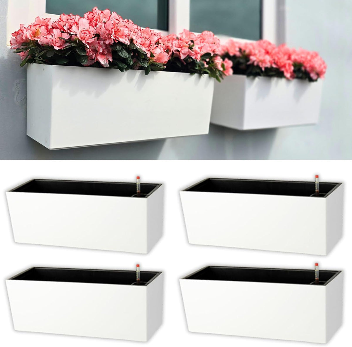 LaLaGreen Self-Watering Wall and Window Planter Boxes with Adjustable Brackets