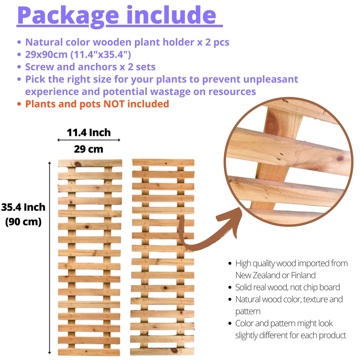 LaLaGreen Natural Wood Ladder-Style Wall Plant Holders