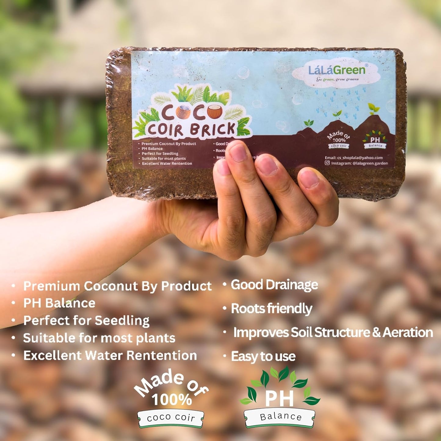 LaLaGreen Indoor Planting Soil (8 Pack, 500g) Organic Shredded Coconut Husk Fiber Brick Orchid Peat Moss for Plants, Fertilizer for Outdoor Plant Seed Starter Soils Coco Coir for Herb Flower Gardening