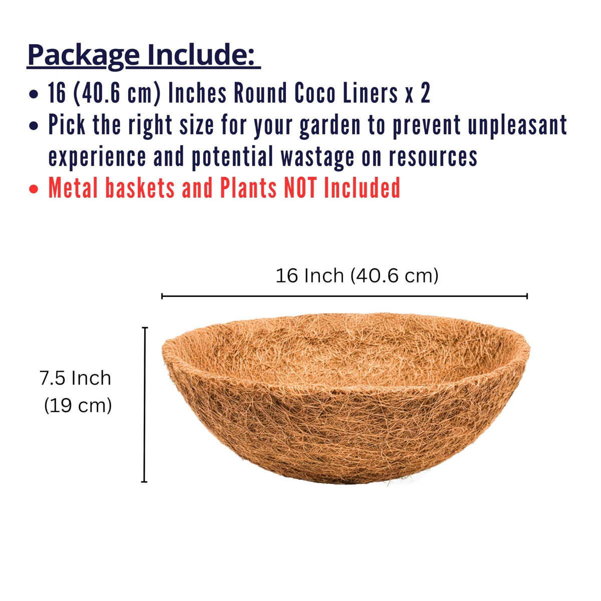 LaLaGreen Round Coconut Coir Replacement Liners