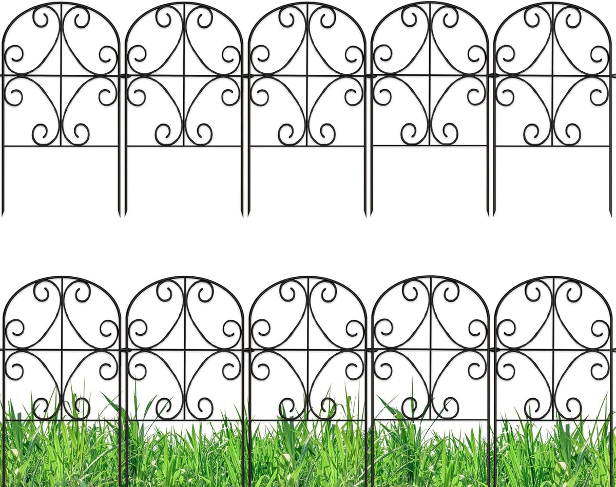 LaLaGreen Tall Decorative Metal Garden Fence Panels — 12 x 24 in