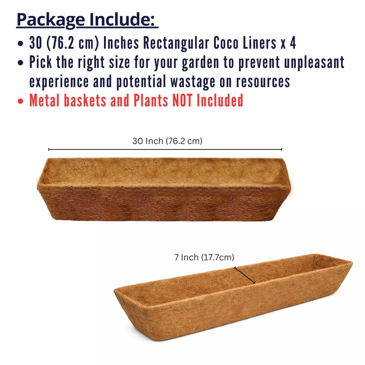 LaLaGreen Rectangular Coconut Coir Replacement Liners