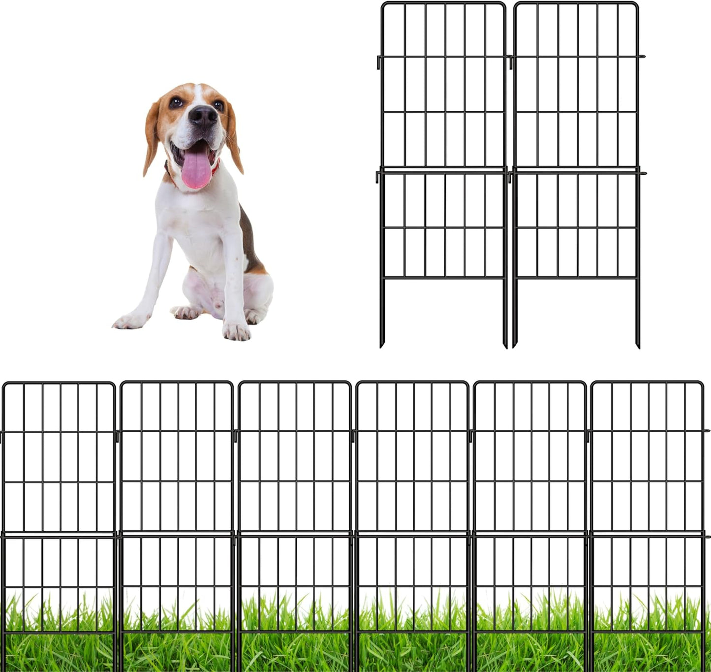 ShopLaLa Decorative Garden Fence (10 Panels) 12.5in(L) x 31in(H) Animal Barrier Fencing Rustproof Black Metal Wire Flower Edging for Landscape, Yard Gates Fences Tall Large No Dig Outdoor Decor D-F30B