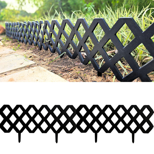 LaLaGreen Garden Edging Border (23x8.5in, 10 Pack) Black Plastic Fence