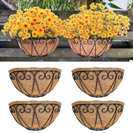 LaLaGreen Wall Planters for Plants (12 in, 2 Pack) Black Coco Liner Baskets