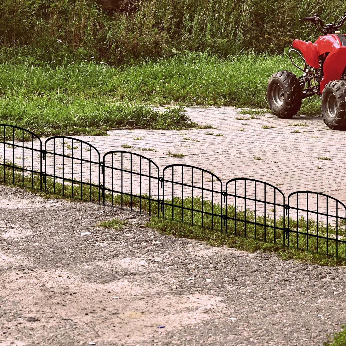 ShopLaLa Garden Fence (10 Panels) 12in(L) x 16.5in(H) Animal Barrier Fencing Rustproof Metal Wire Flower Edging for Landscape Patio Outdoor Decor, Tall Large Yard Fences for Dog No Dig Black D-K16.5