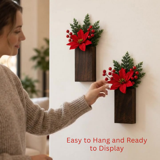 LaLaGreen Christmas Festive Indoor Wooden Wall Mounted Planter Boxes