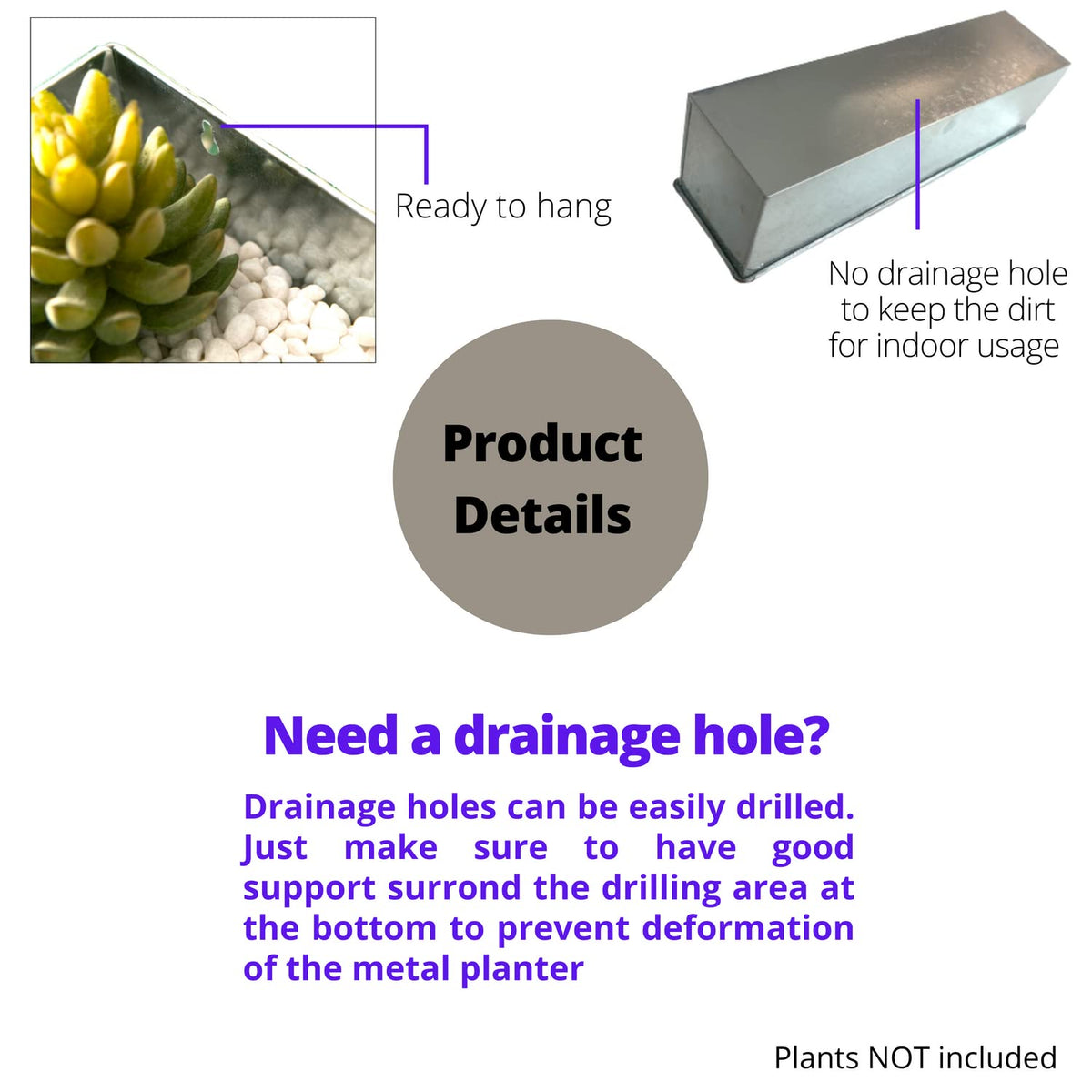 LaLaGreen Metal Wall-Mount Planter Pots