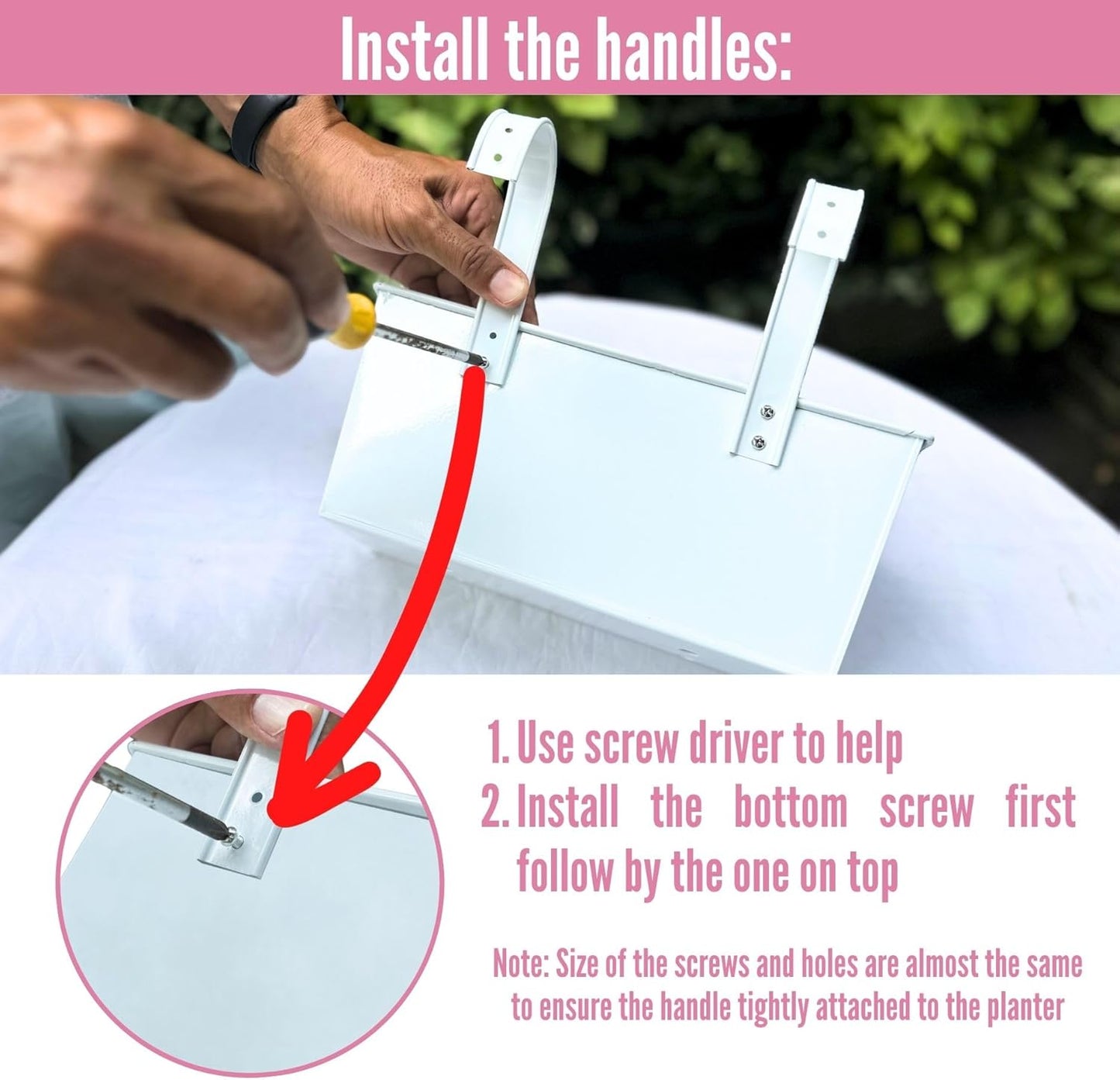 LalaGreen Window Boxes Planters (4 Pack, 12 Inch) White Metal Rectangle Outdoor Wall Hanging Flower Pots with Detachable Handle, Strawberry Railing Balcony Fence for Artificial Plant Rustic Boho Decor