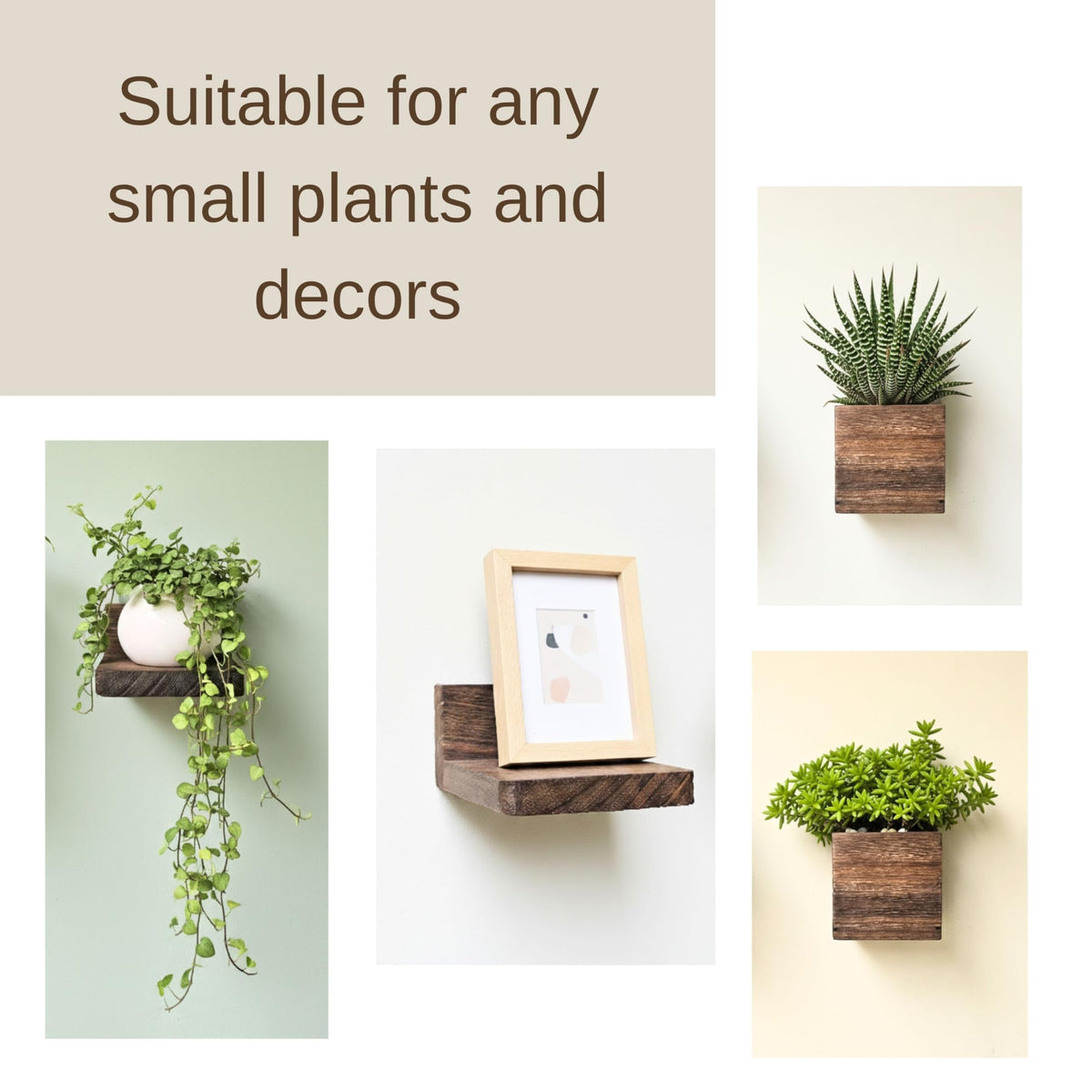 LaLaGreen Wooden Wall Planter Boxes and Floating Shelves Sets — Mixed sizes