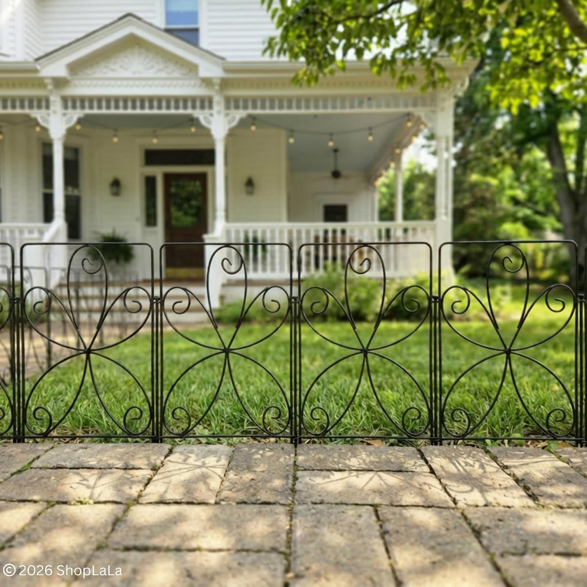 LaLaGreen Festive Decorative Metal Garden Fence Panels — 12.5 x 16.5 in
