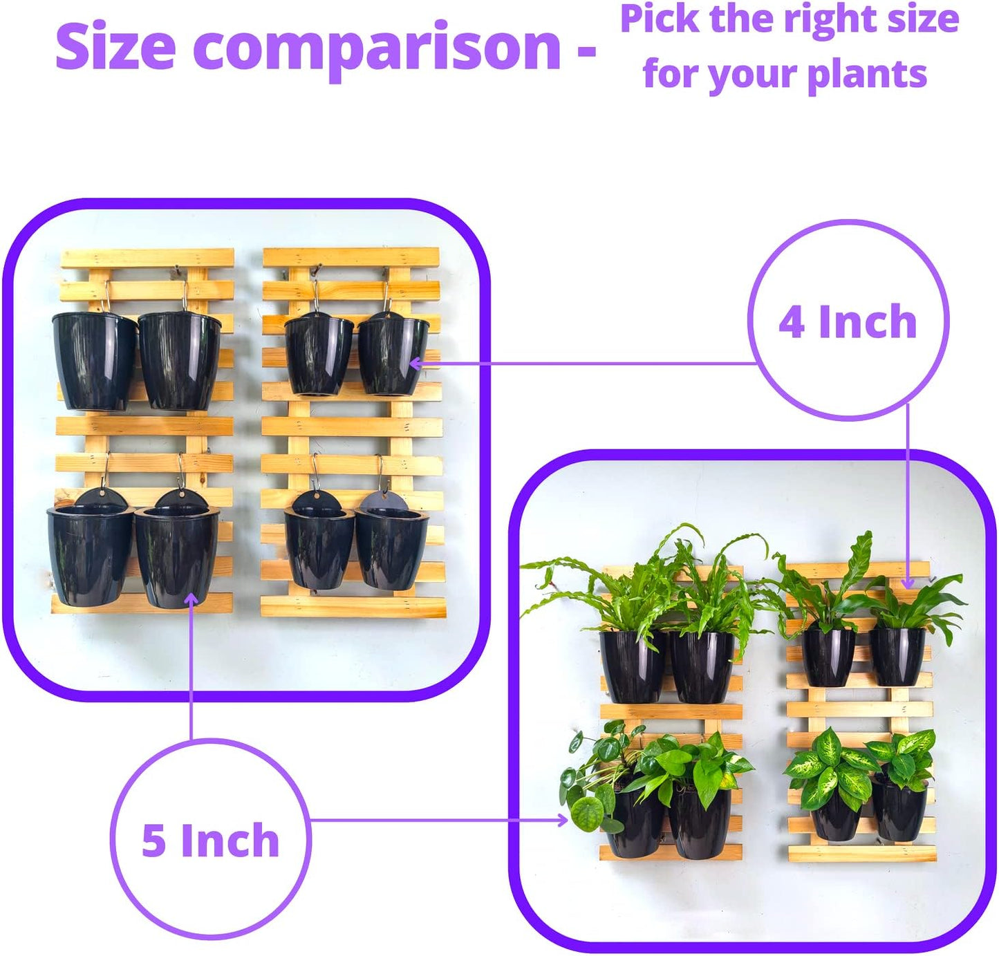 LaLaGreen Wall Planters for Indoor Plants - 10 Pack, 5 Inch Black Self Watering Wall Planter, Eco Wall Mounted Planters System Living Hanging Wall Pots Holder Trendy Live Wall Garden Indoor for Herb