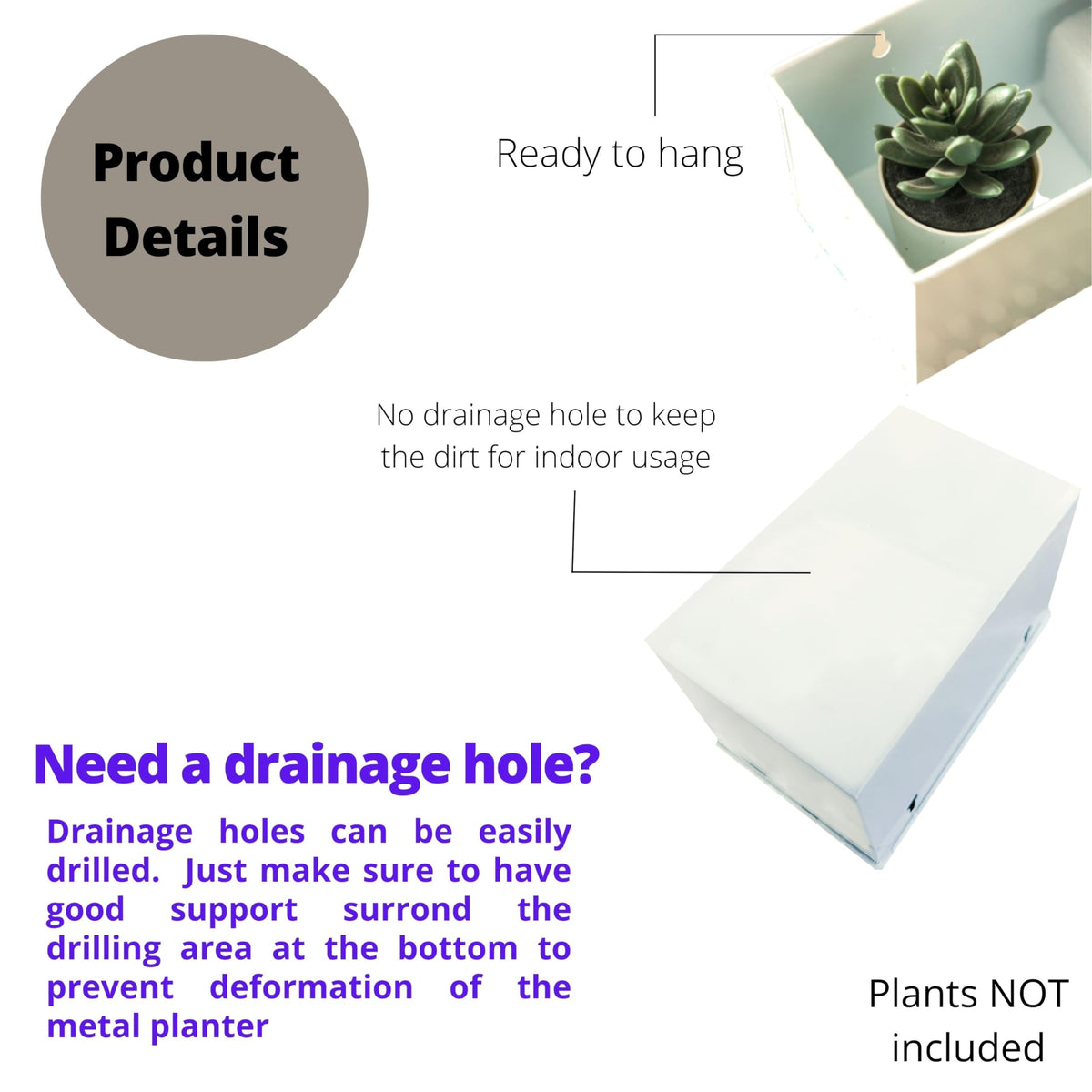 LaLaGreen Metal Wall-Mount Planter Pots