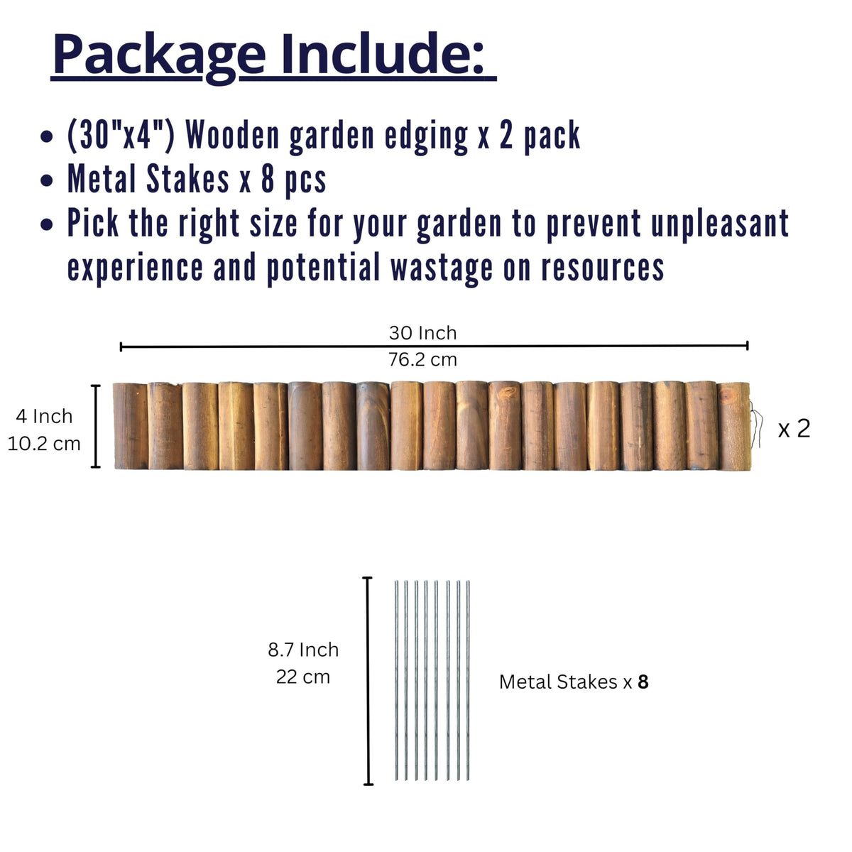 LaLaGreen Flexible Wooden Garden Edging with Metal Stakes