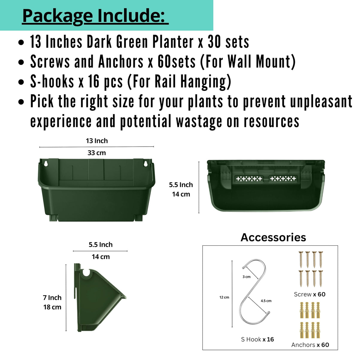 LaLaGreen Vertical Garden Hanging Planters with S-Hooks