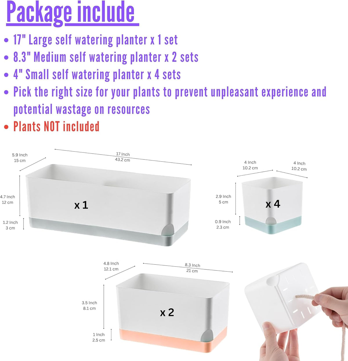 LaLaGreen Mixed-Size Self-Watering Planter Box Set