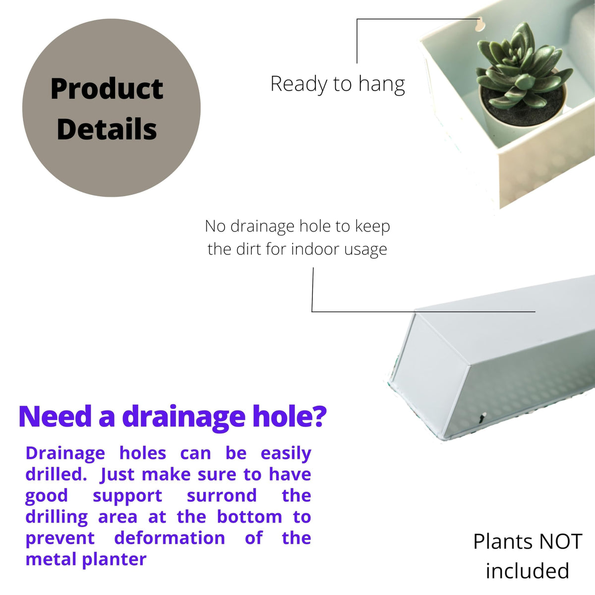 LaLaGreen Metal Wall-Mount Planter Pots