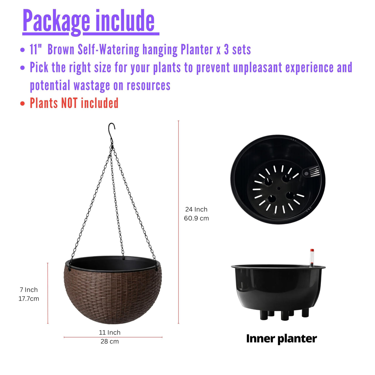 LaLaGreen Self-Watering Hanging Planters