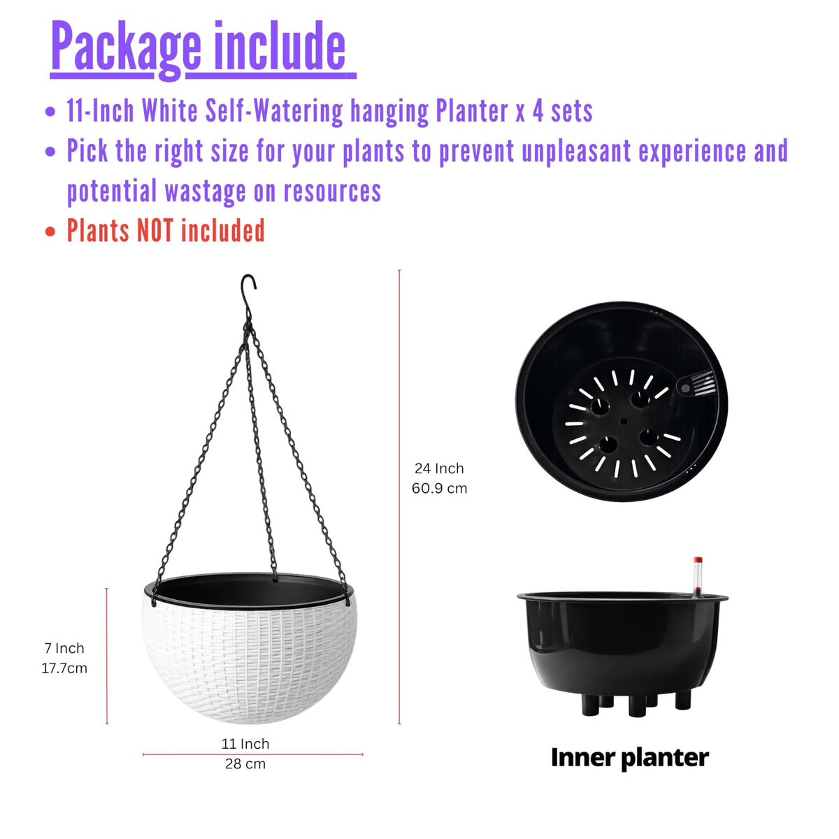 LaLaGreen Self-Watering Hanging Planters