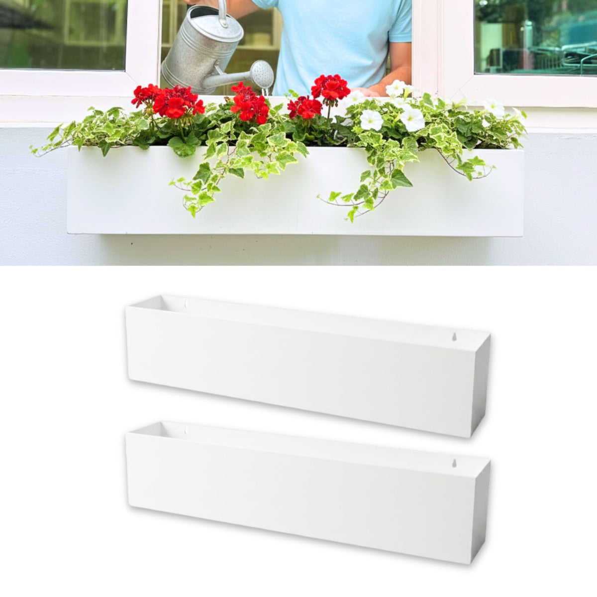 LaLaGreen Outdoor Wall Planters (30in, 2 Pack) Metal Hanging Flower Pots