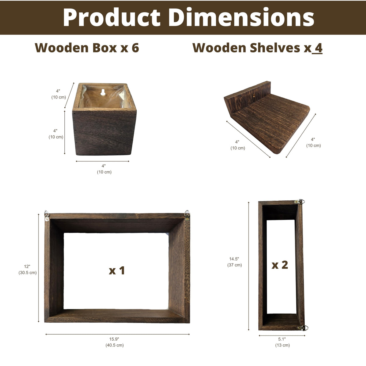 LaLaGreen Wooden Wall Planter Boxes and Floating Shelves Sets — Mixed sizes