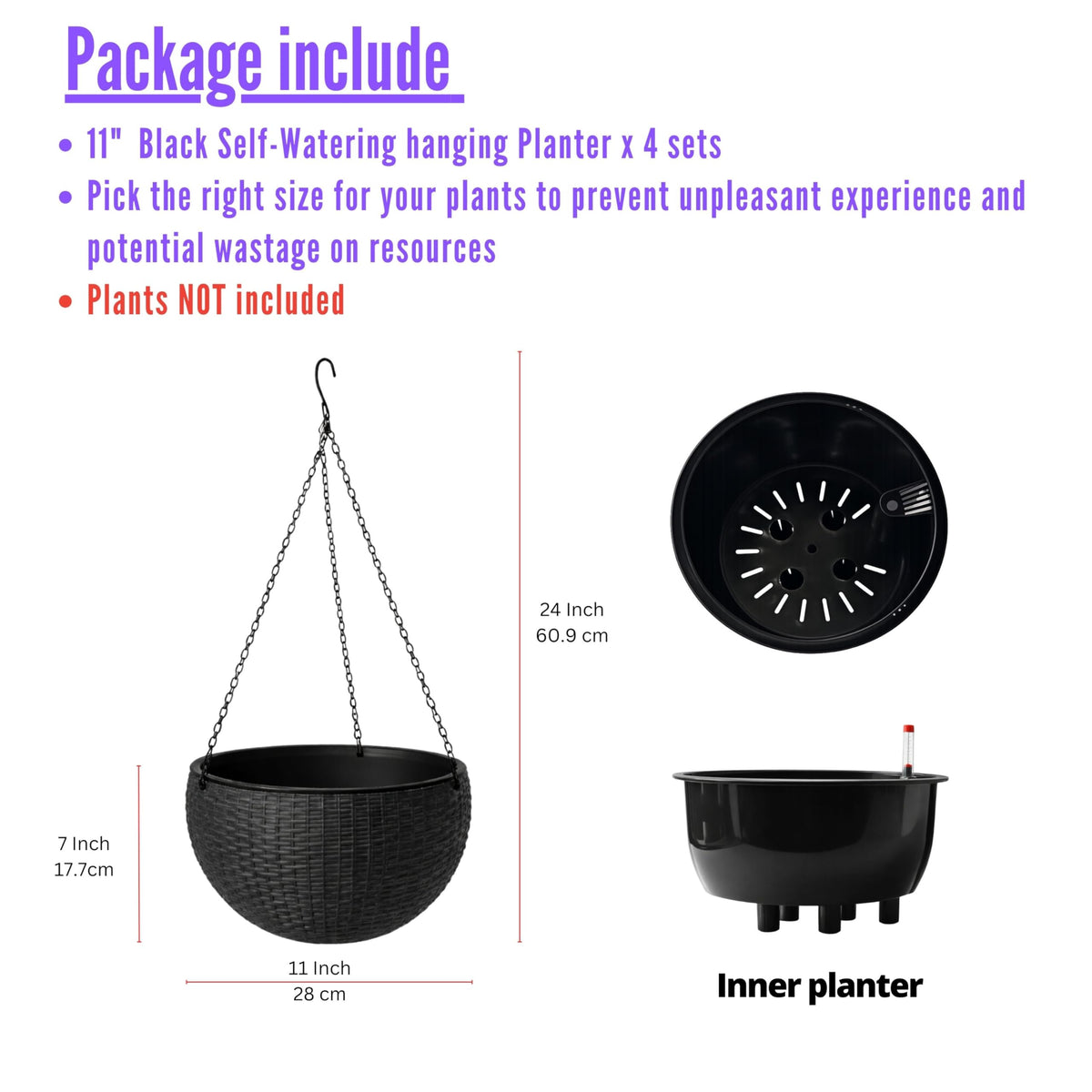 LaLaGreen Self-Watering Hanging Planters