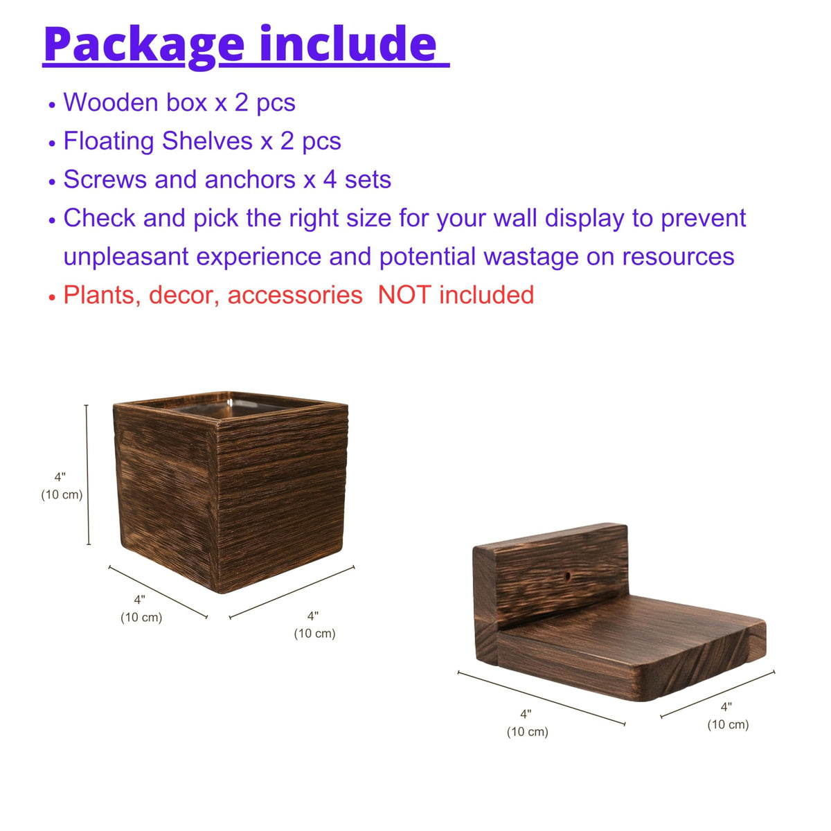 LaLaGreen Wooden Wall Planter Boxes and Floating Shelves Set