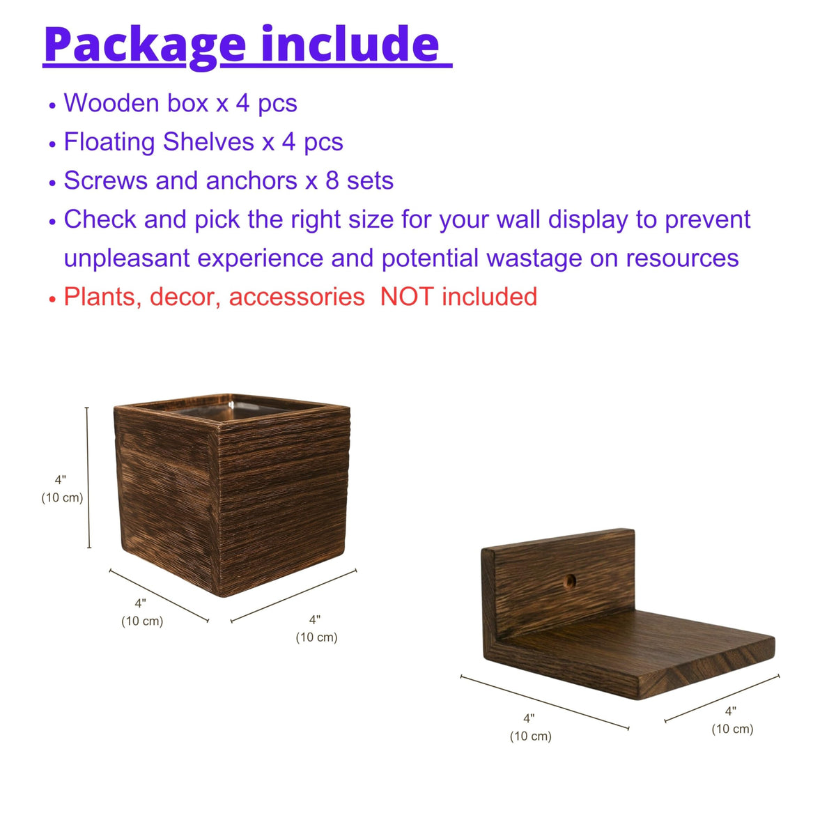 LaLaGreen Wooden Wall Planter Boxes and Floating Shelves Set