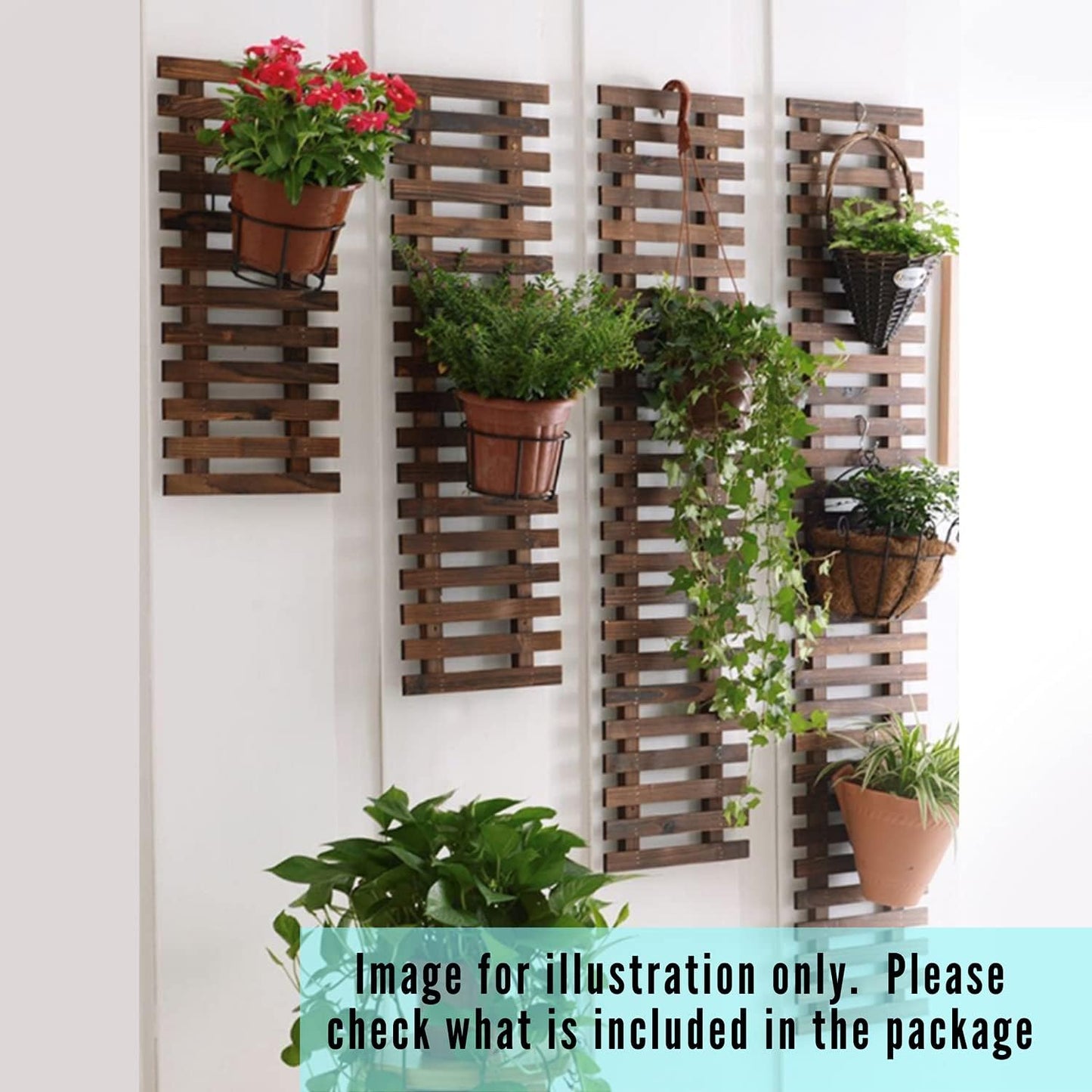 ShopLaLa Wall Planter - 2 Pack, Wooden Hanging Large Planters for Indoor Outdoor Plants, Live Vertical Garden, Plant Wall Mount Flower Pot Holder Hanger Stand Green Herb Wall Decor 47.2" (120cm)