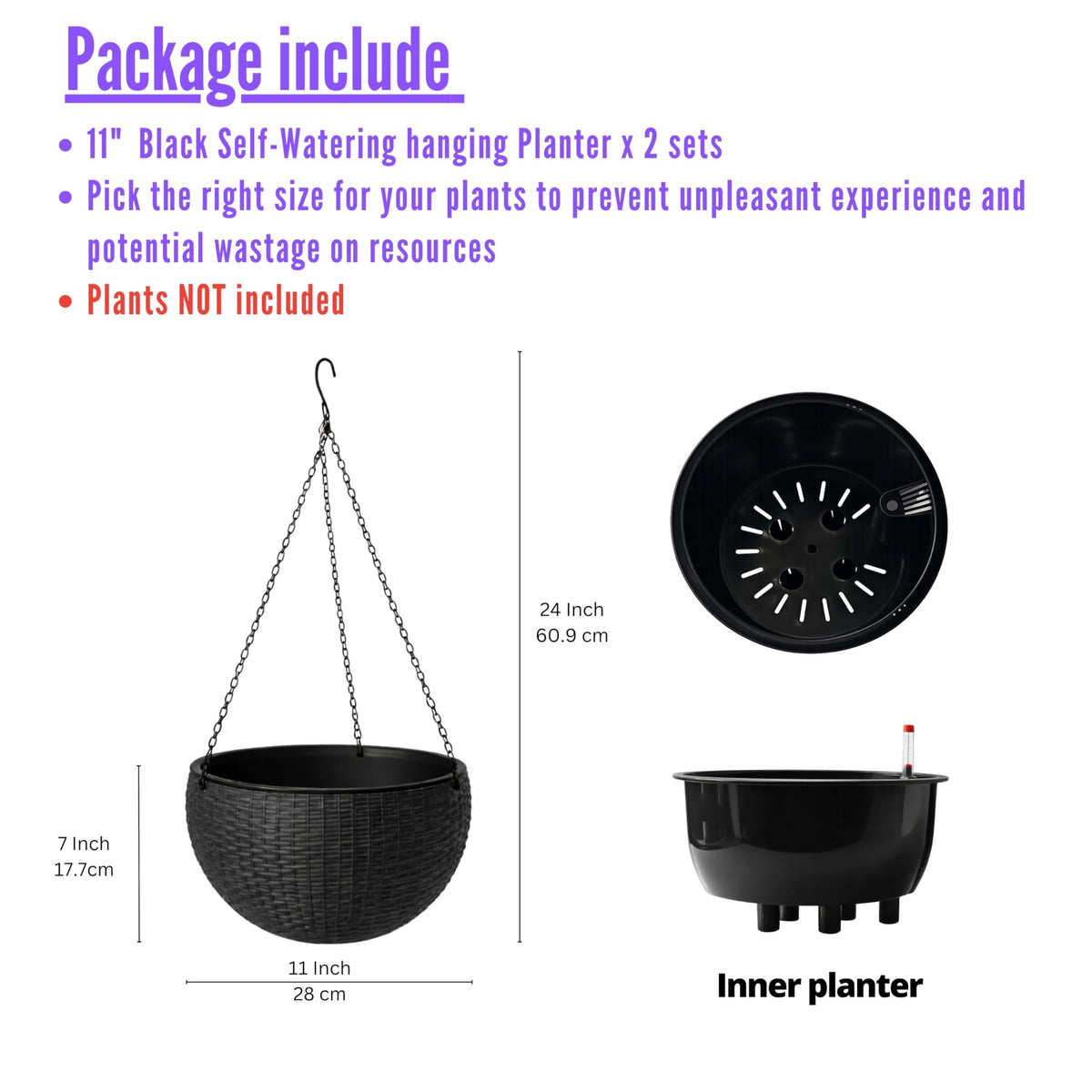 LaLaGreen Self-Watering Hanging Planters