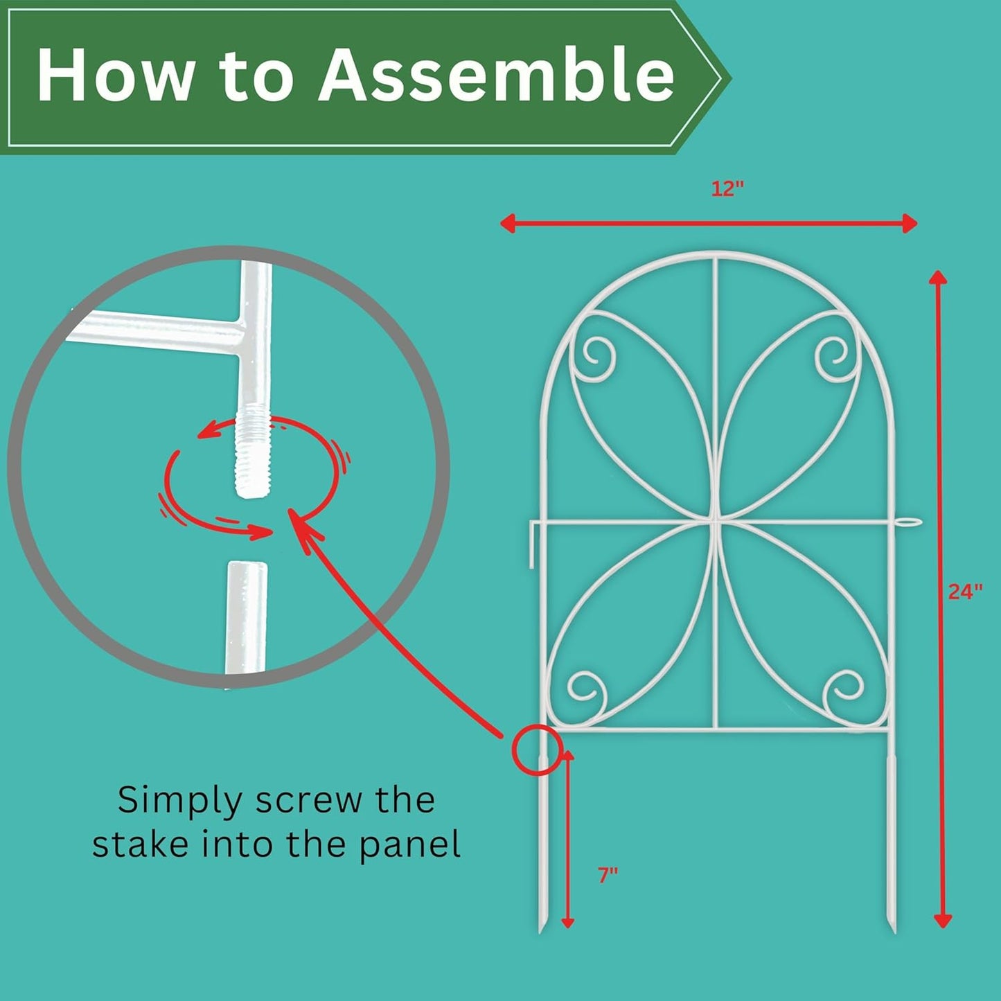 ShopLaLa Animal Barrier Fence (20 Panels) 12in(L) x 24in(H) Rustproof White Metal Wire Fencing Flower Edging for Landscape Patio Yard Outdoor No Dig Decorative Garden Boarder Fences for Yard D-B24
