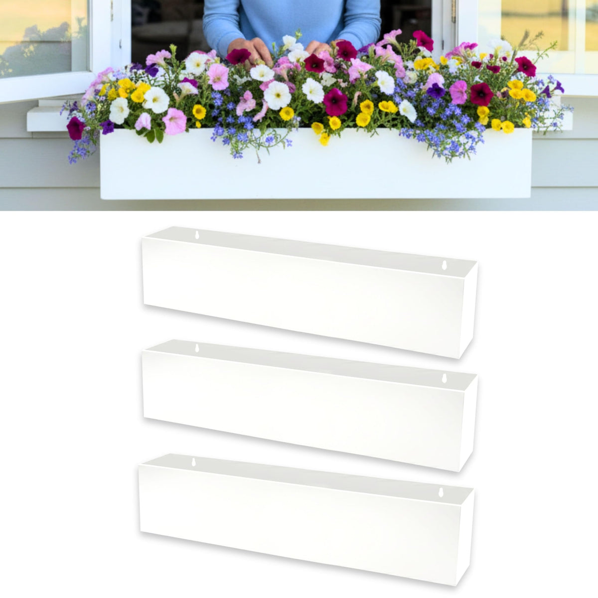 LaLaGreen Rectangular Metal Wall Planter Boxes