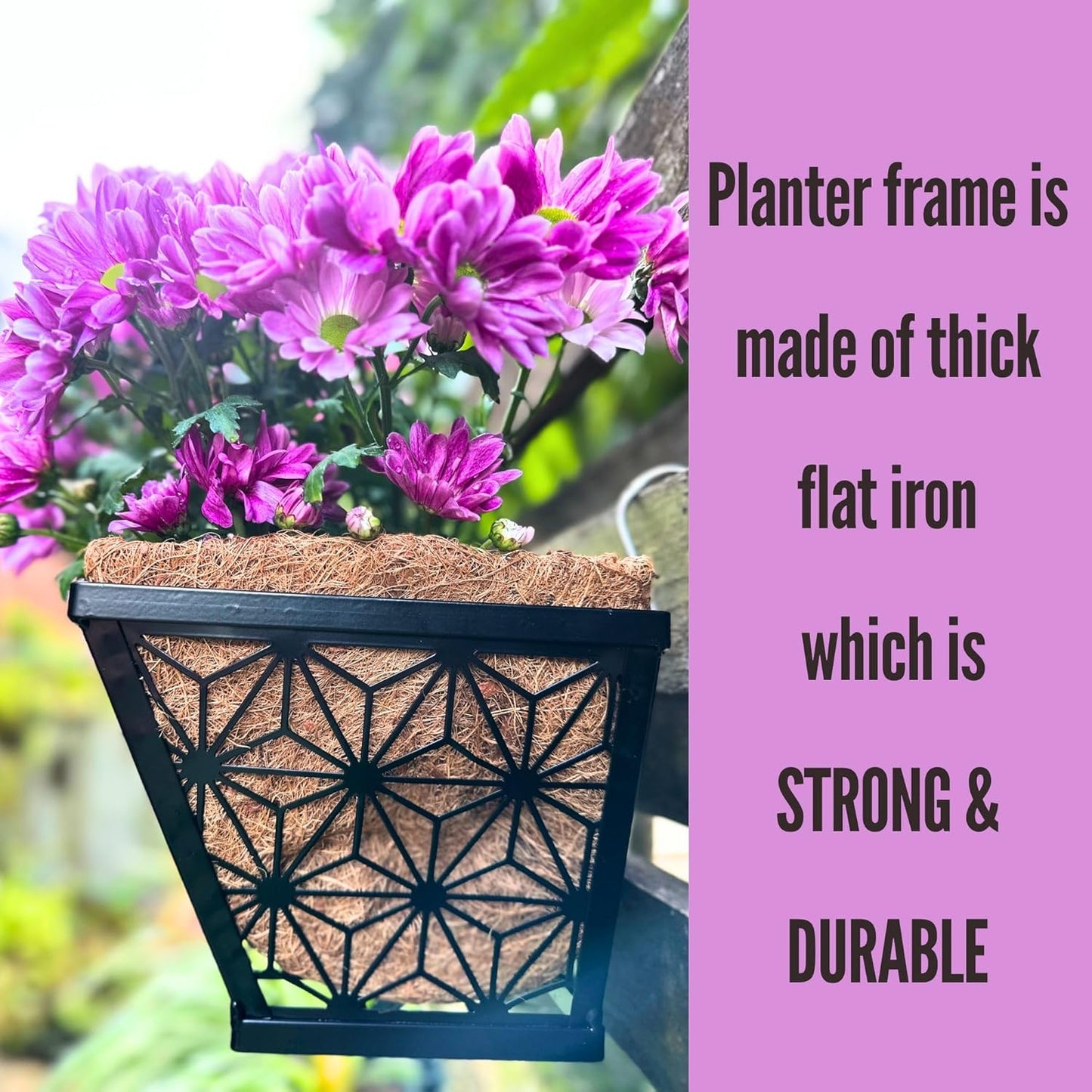 LaLaGreen Window Boxes Planter for Outdoor Plants (4 Pack, 12 Inch) Black Metal Small and Cute Rectangular Flower Pot Wall Planters Trendy Horse Trough Deck Fence Railing Balcony Patio Rail Home Decor