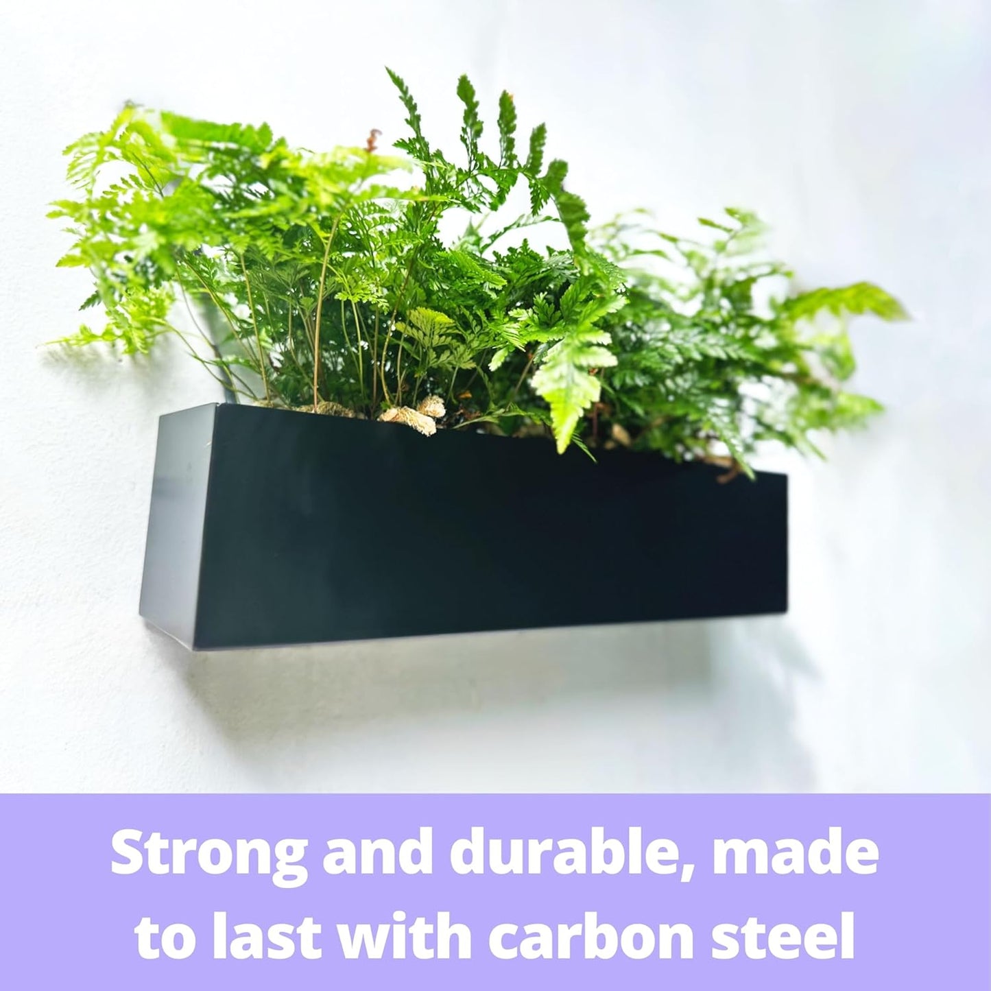 LaLaGreen Wall Planter (24 Inch, 2 Pack) Rectangular Metal Hanging Flower Pot for Succulents Carbon Steel Black, Long Window Sill Box Modern Fence Floating Garden Shelf for Deck Indoor Outdoor Decor