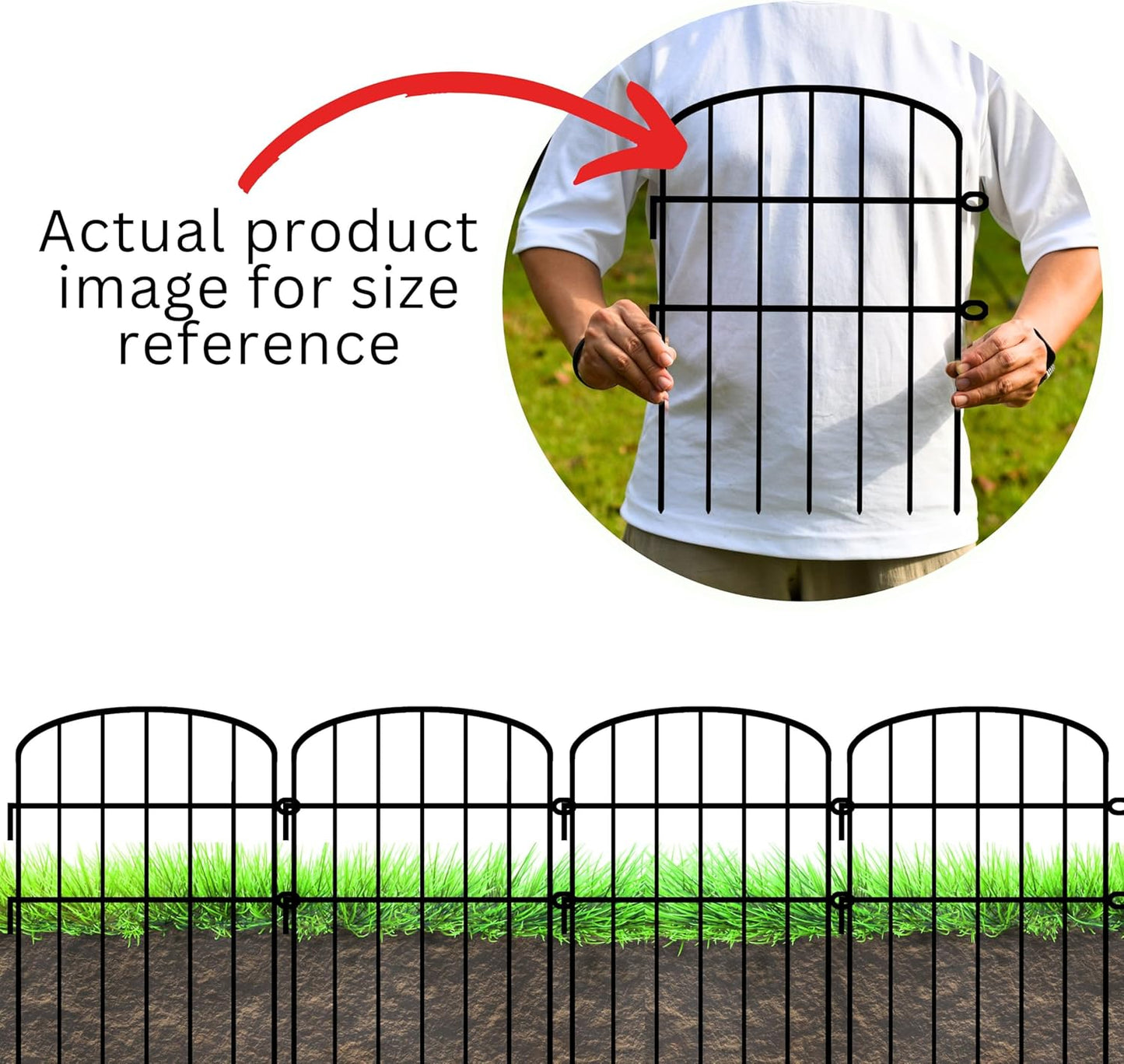 ShopLaLa Garden Fence (10 Panels) 12in(L) x 16.5in(H) Animal Barrier Fencing Rustproof Metal Wire Flower Edging for Landscape Patio Outdoor Decor, Tall Large Yard Fences for Dog No Dig Black D-K16.5