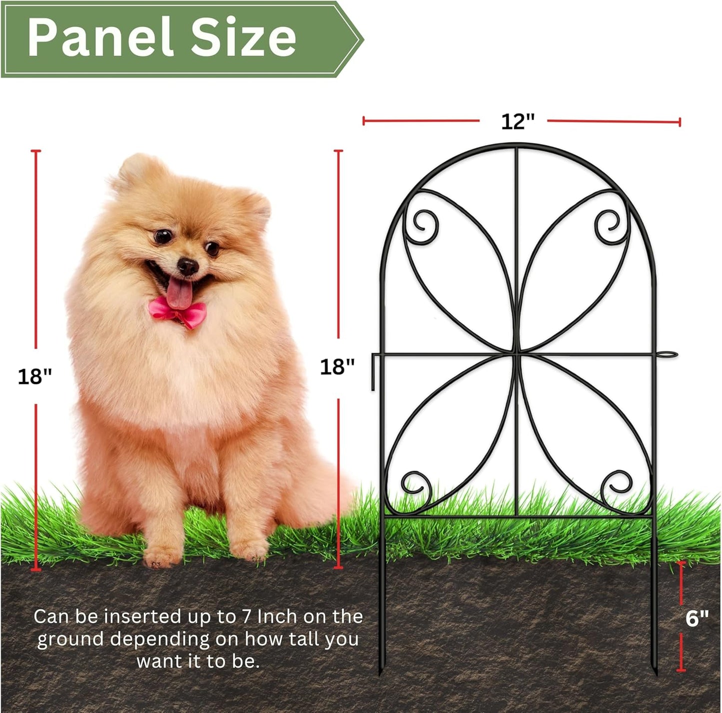 ShopLaLa Animal Barrier Fence (20 Panels) 12in(L) x 24in(H) Rustproof Black Metal Wire Fencing Flower Edging for Landscape Patio Yard Outdoor No Dig Decorative Garden Boarder Fences for Yard D-B24