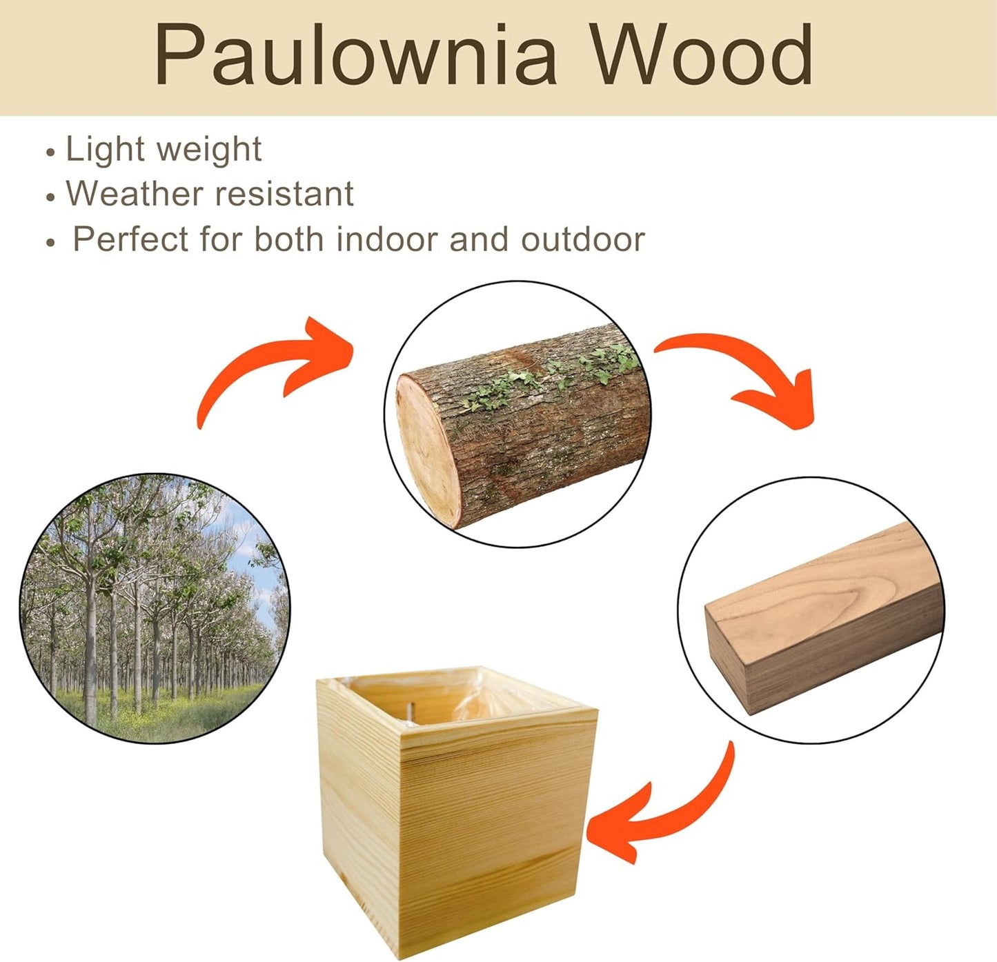 LaLaGreen Wooden Planter Box for Plants (2 Pack, 4x4 Inch) Small Square Wall Planters for Indoor Plant, Natural Wood Hanging Flower Pot Boxes Table Centerpiece Herb Balcony Home Garden Office Decor