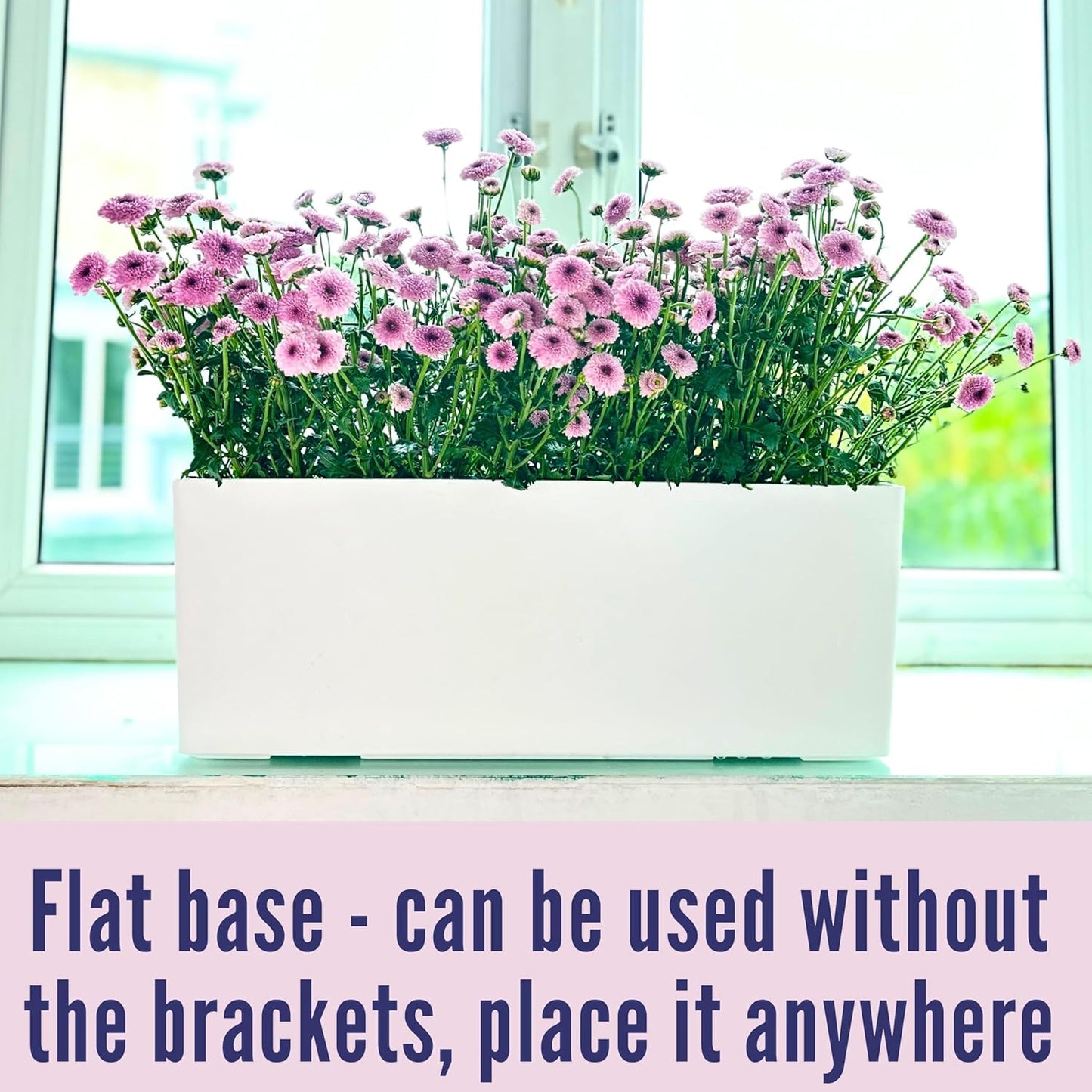 LaLaGreen Rail Planter for Balcony Outdoor (20 Inch, 2 Pack) Large White Self Watering Deck Railing Planters with Brackets, Rectangular Plastic Fence Flower Box Designer Choice