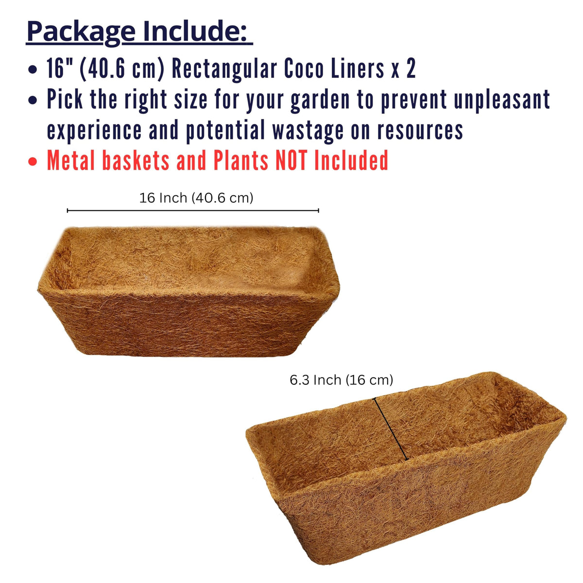 LaLaGreen Rectangular Coconut Coir Replacement Liners for Wall Planters