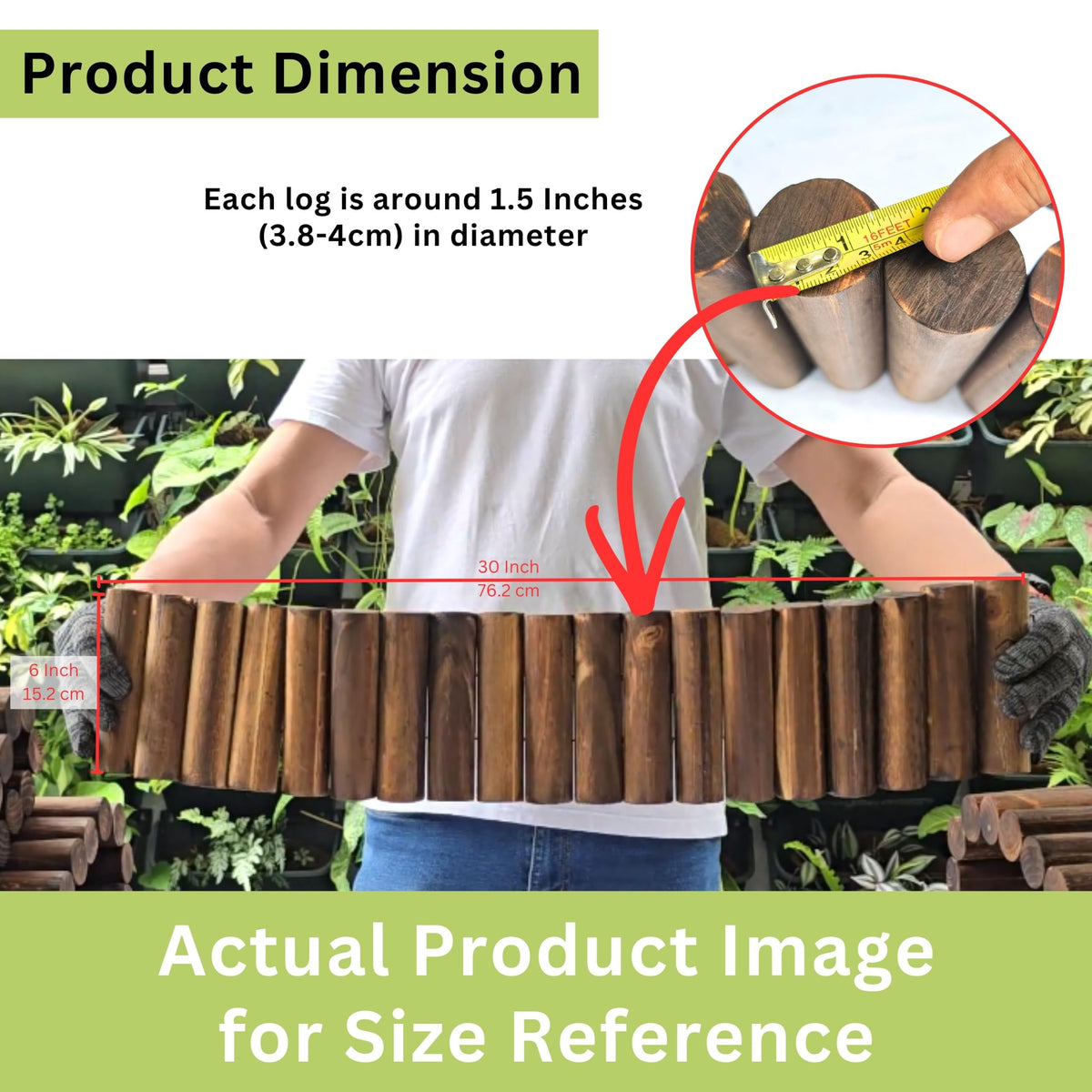 LaLaGreen Flexible Wooden Garden Edging with Metal Stakes