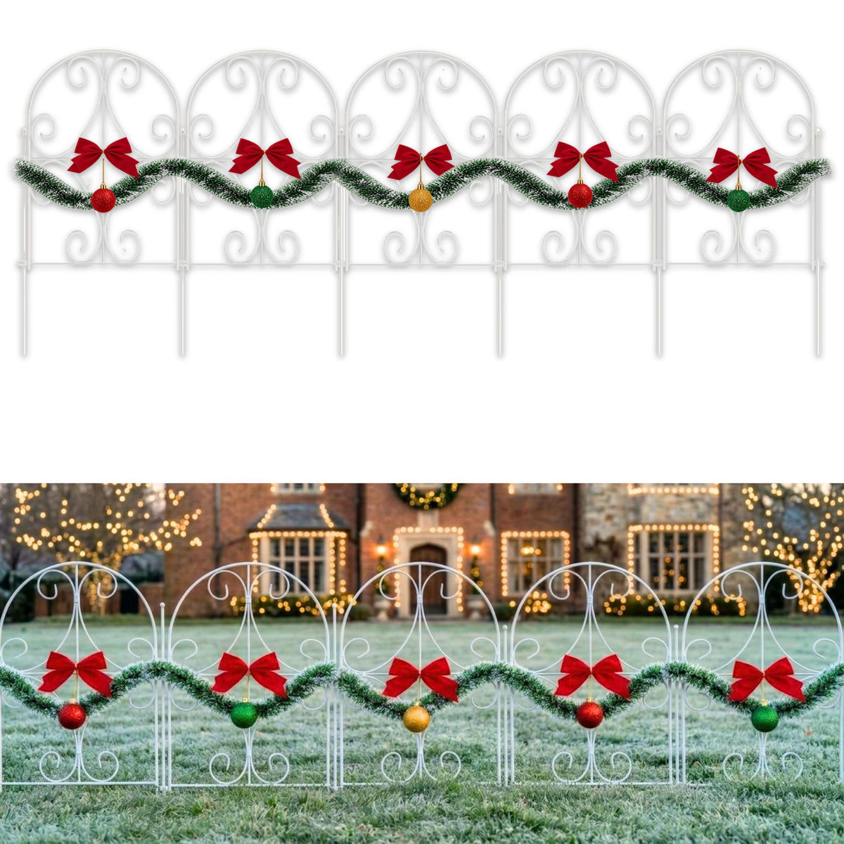 LaLaGreen Festive Decorative Metal Garden Fence Panels — 12.5 x 16.5 in