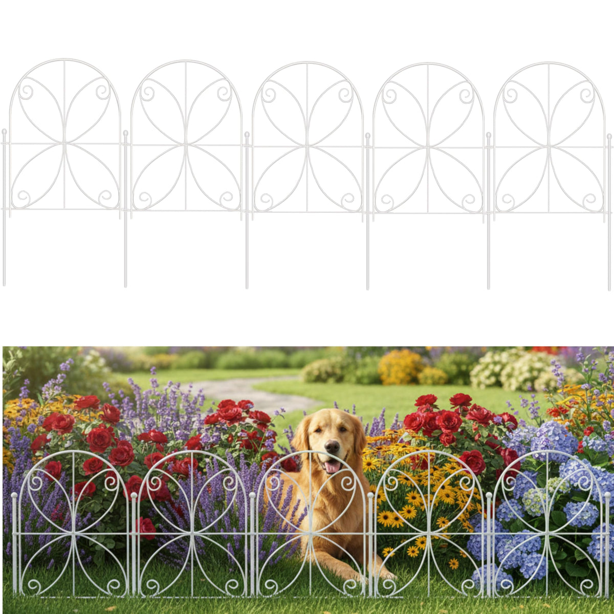 ShopLaLa Decorative Metal Garden Fence (10 Panels) 12.5inx16.5in Animal Barrier