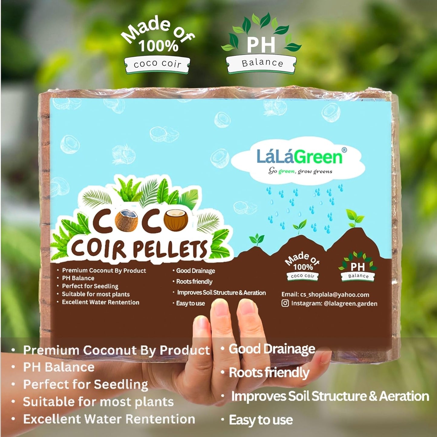 LaLaGreen Indoor Potting Soil (50mm, 50 Pack) Peat Pellets Organic Seed Starter Mix Nutrient Pods Plugs, Compressed Coco Coir for Planting Herbs Plants Flowers and Vegetables Seedlings Outdoor Garden