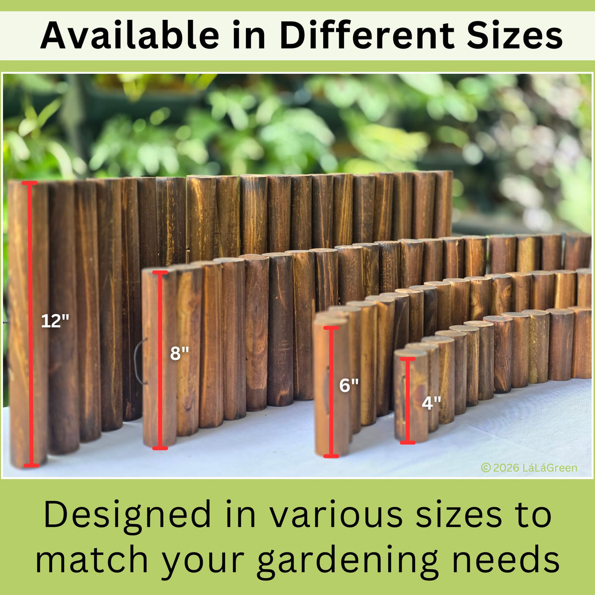 LaLaGreen Flexible Wooden Garden Edging with Metal Stakes