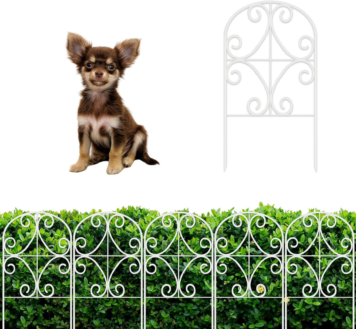 LaLaGreen Tall Decorative Metal Garden Fence Panels — 12 x 24 in