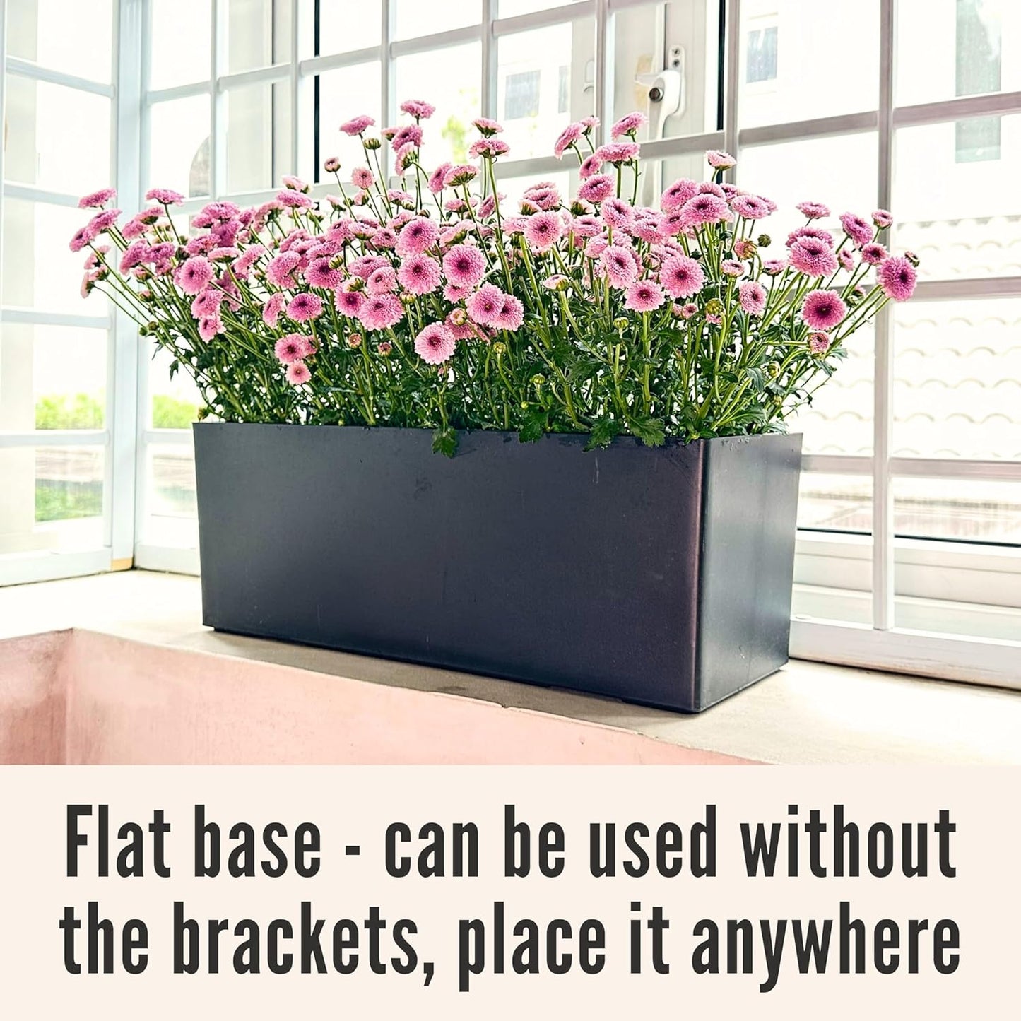 LaLaGreen Wall Planters for Indoor (2 Pack, 20 Inch) Black Self Watering Rectangular Window Planter Box Outdoor with Bracket Wall Mount Vertical Garden Balcony Herb Plant Holder Stylish Flower Pot