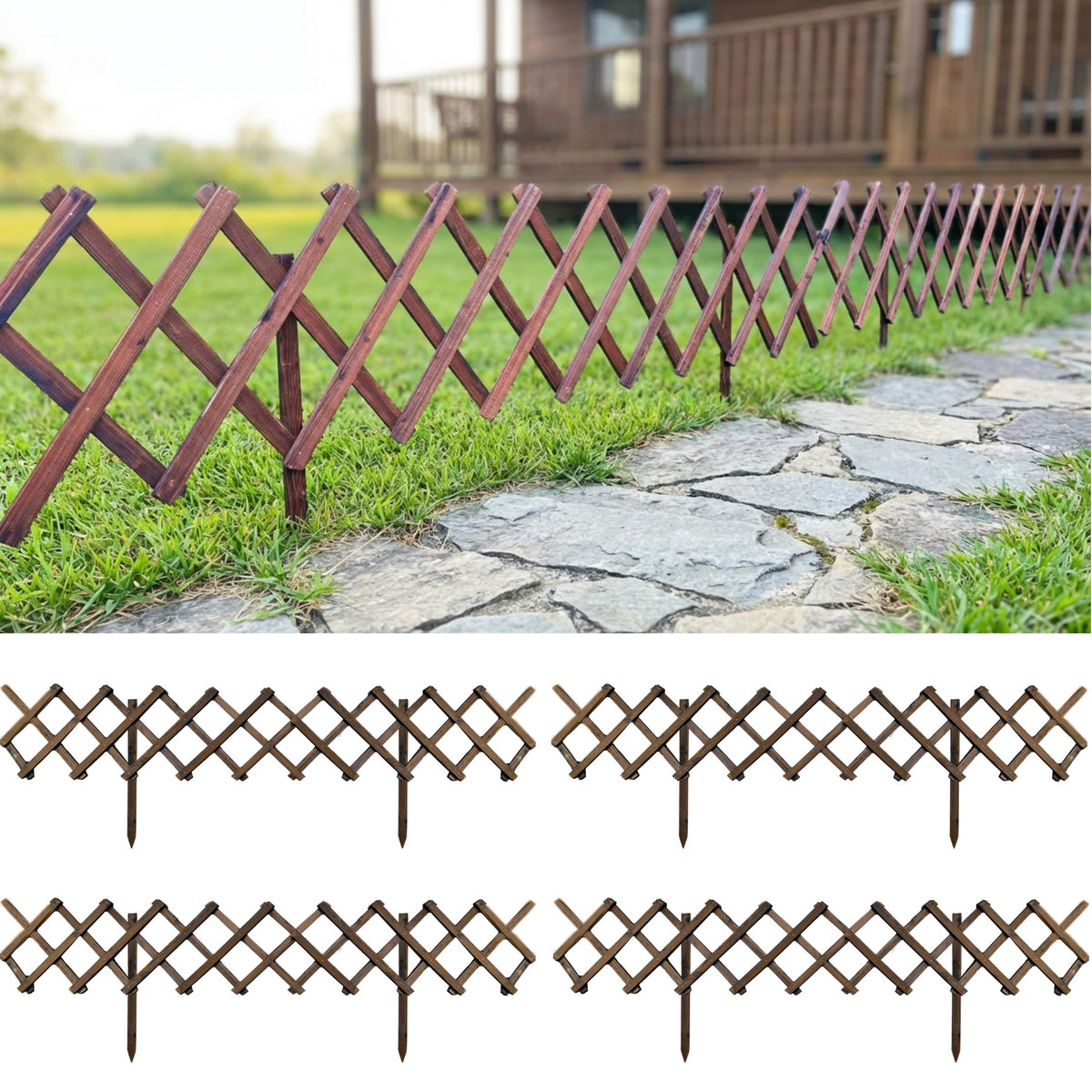 LaLaGreen Expandable Wooden Lattice Garden Fence Panels