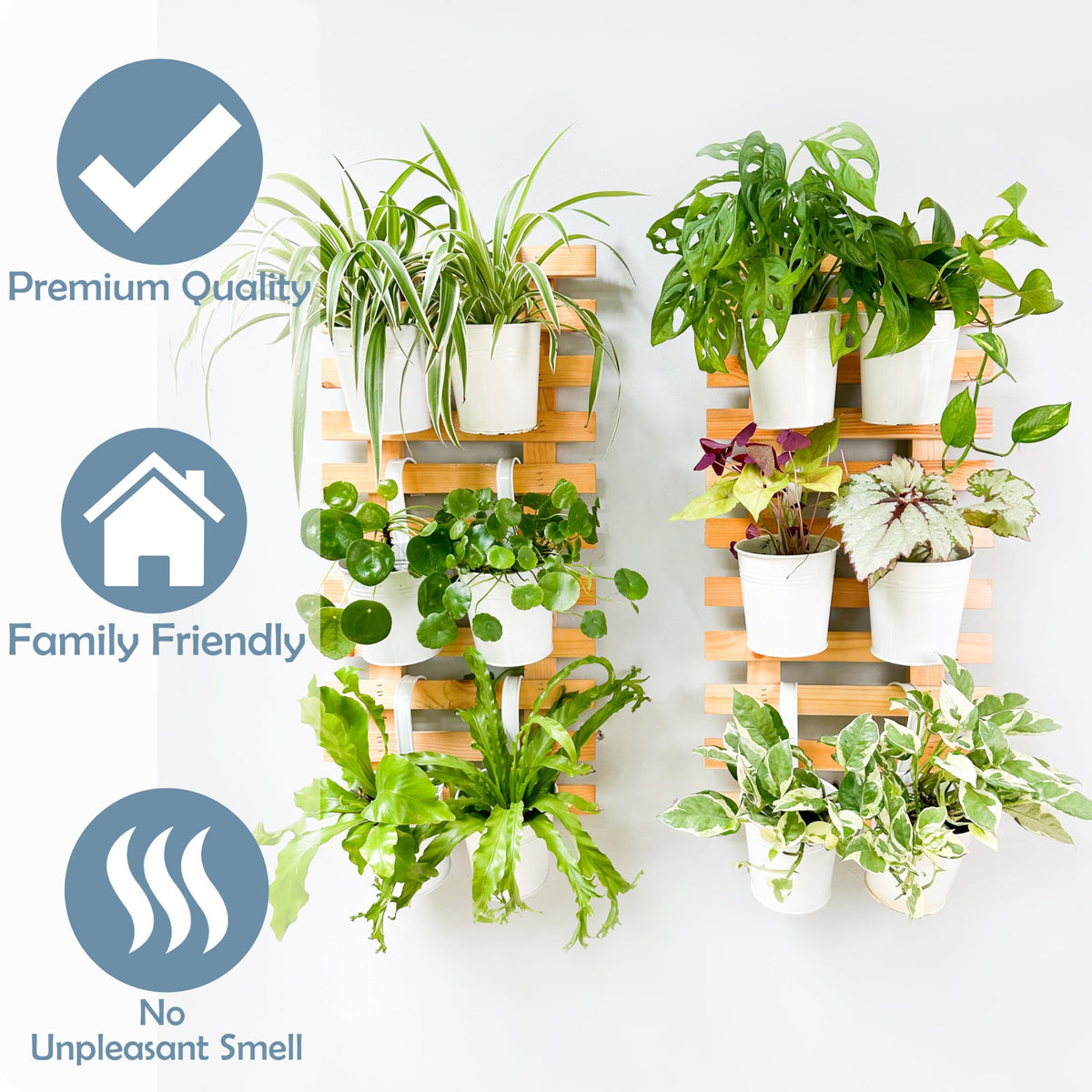 LaLaGreen Natural Wood Ladder-Style Wall Plant Holders